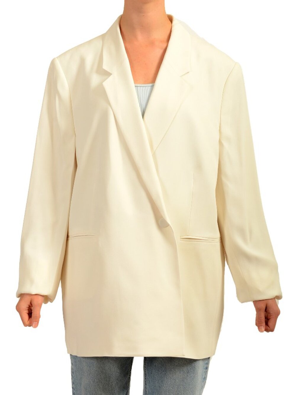 Hugo Boss Women's "Jozera" Ivory Double Breasted Blazer US 12 IT 48